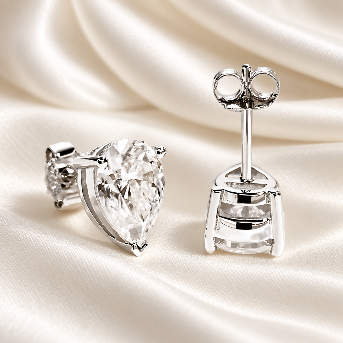 Pear-Cut Moissanite Stud Earrings | D-Colourless VVS1 with 10K Gold Hypoallergenic Posts