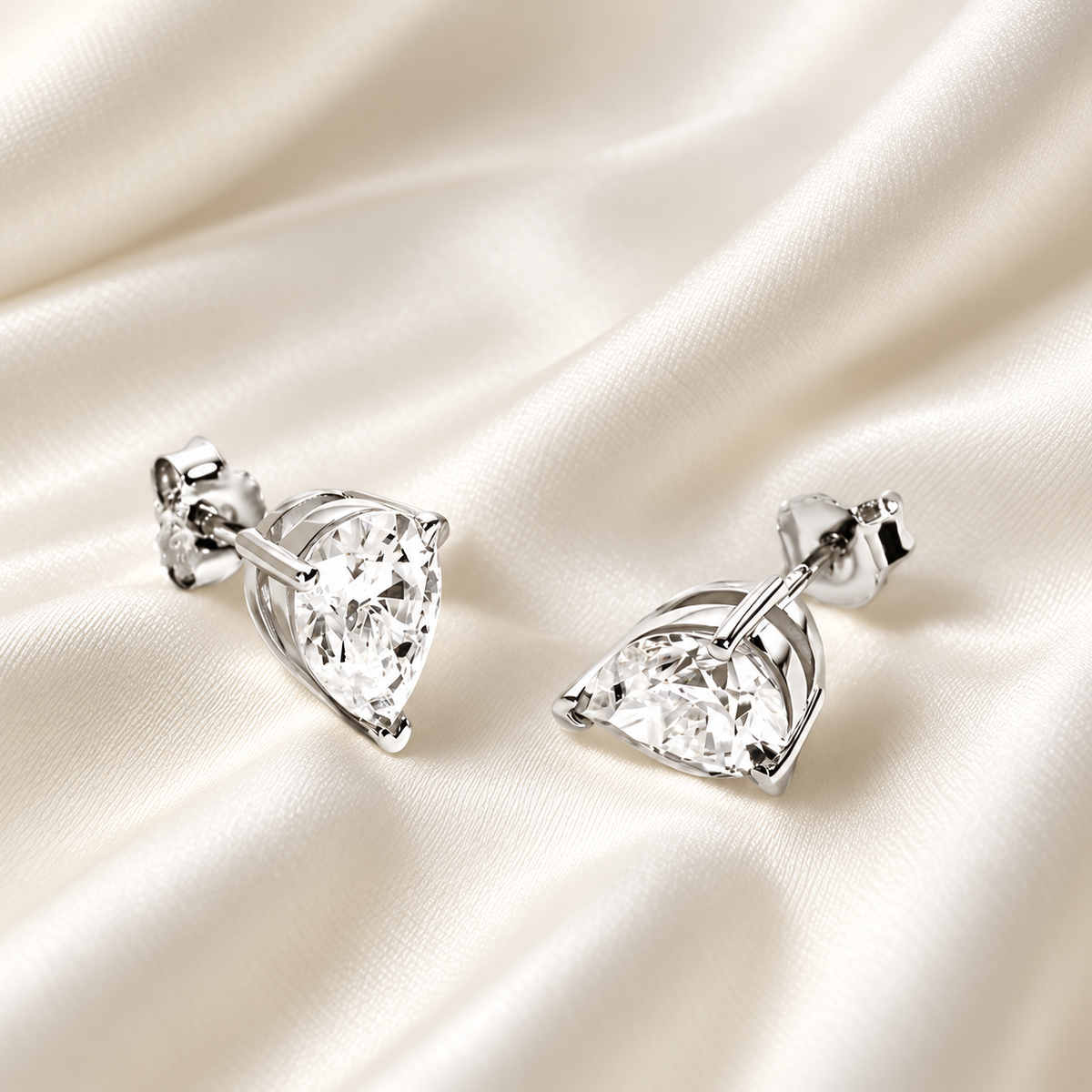 Pear-Cut Moissanite Stud Earrings | D-Colourless VVS1 with 10K Gold Hypoallergenic Posts