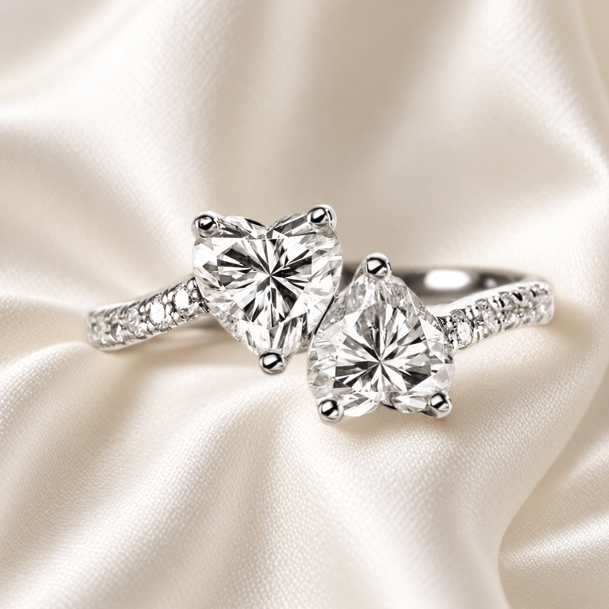 Twin Hearts 2ct Moissanite Ring