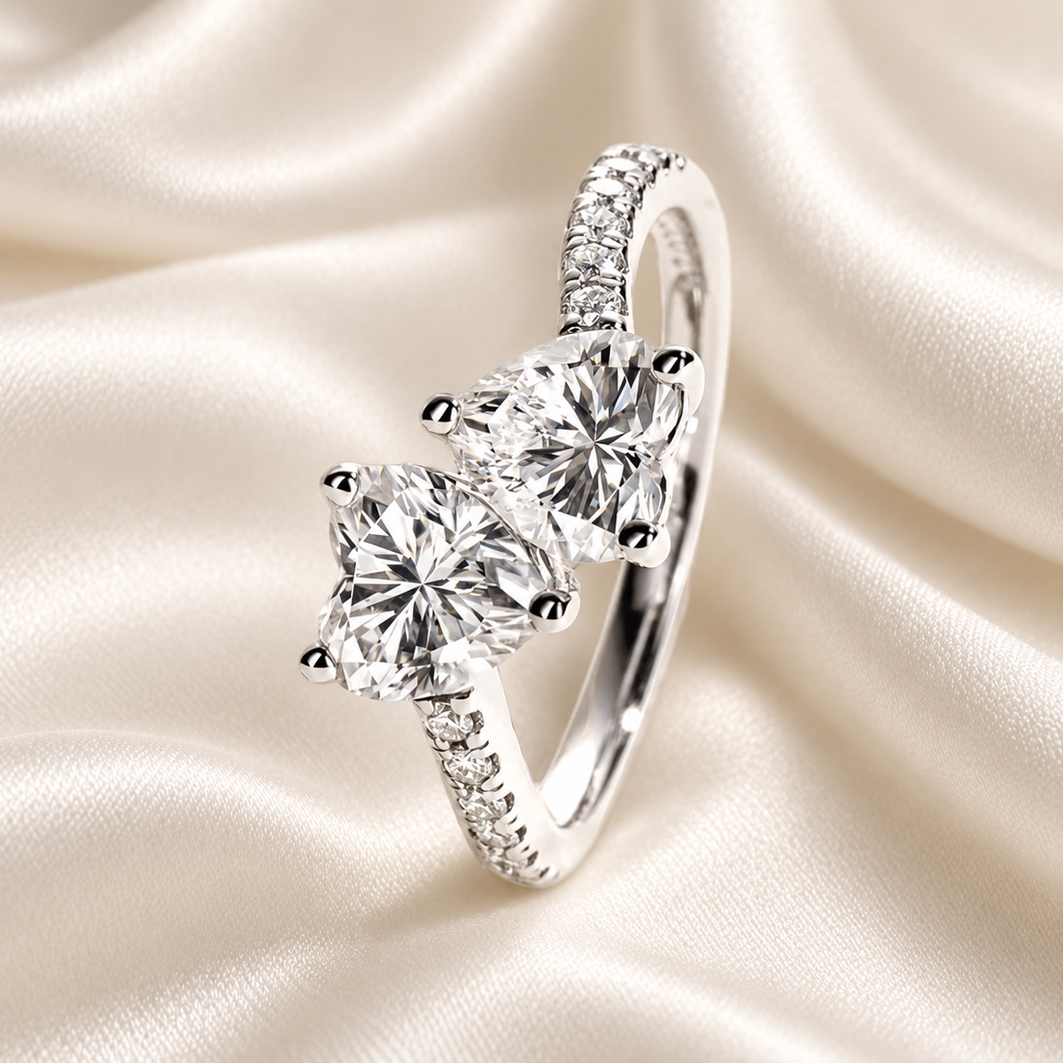 Twin Hearts 2ct Moissanite Ring