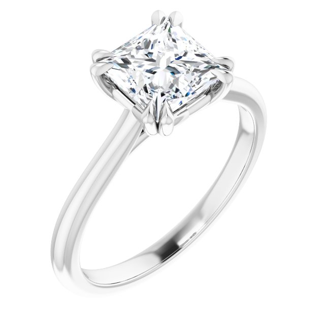 14K White Solitaire Engagement Ring Mounting