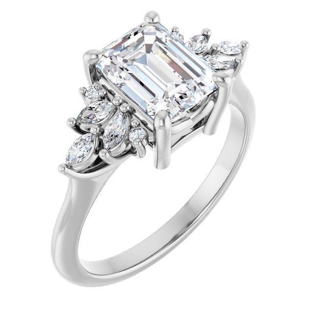 14K White Engagement Ring Mounting