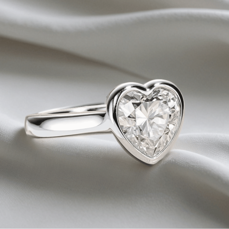 Eternal Heart 3ct Bezel-Set Moissanite Ring