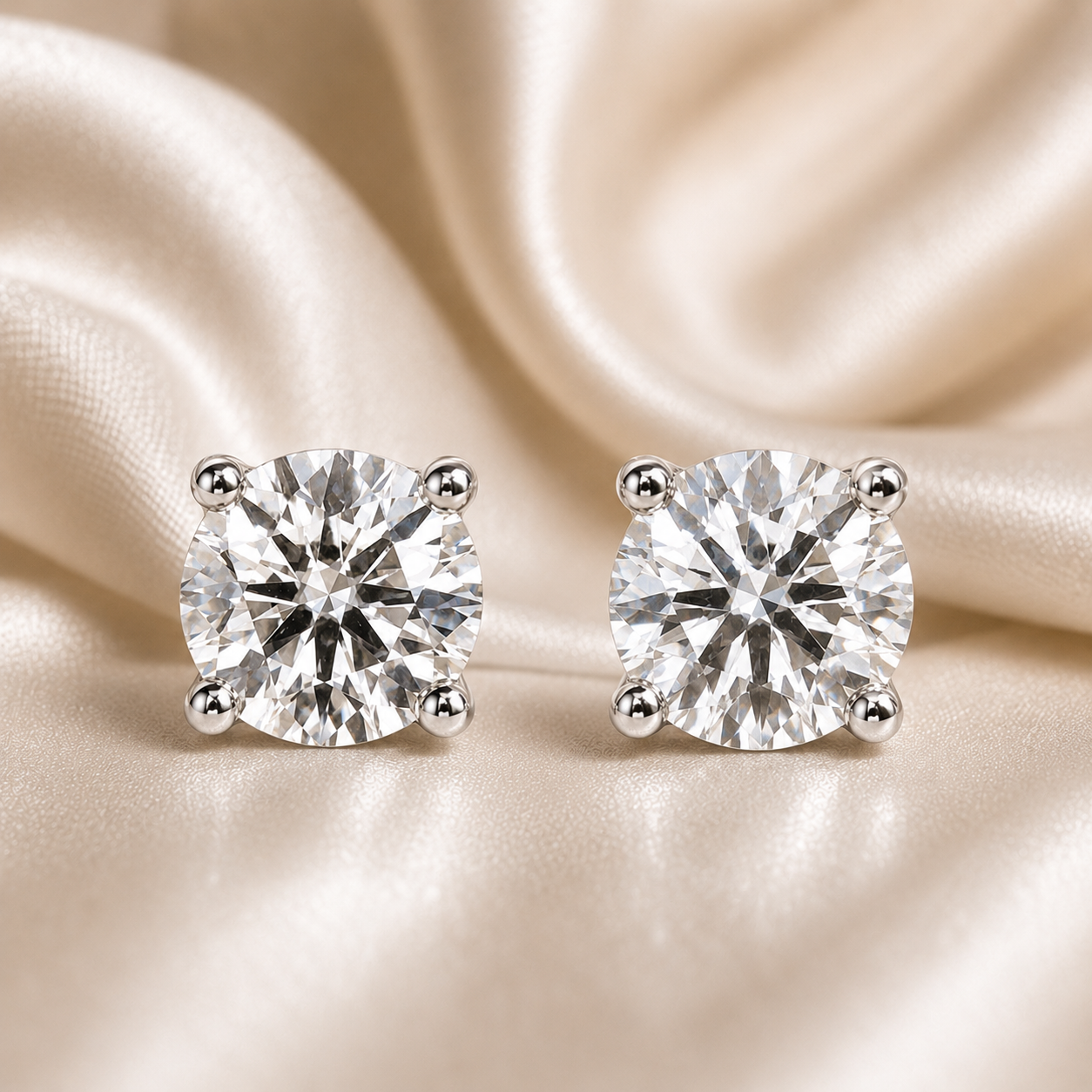 Round-Cut D-Colourless VVS1 Moissanite Stud Earrings - 10K White Gold Posts