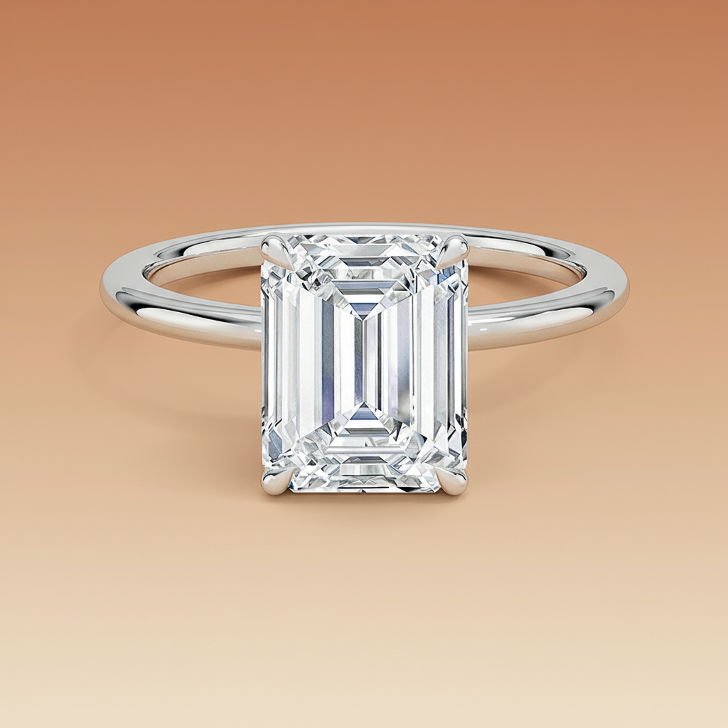 La Terra - Emerald Cut Moissanite Engagement Ring