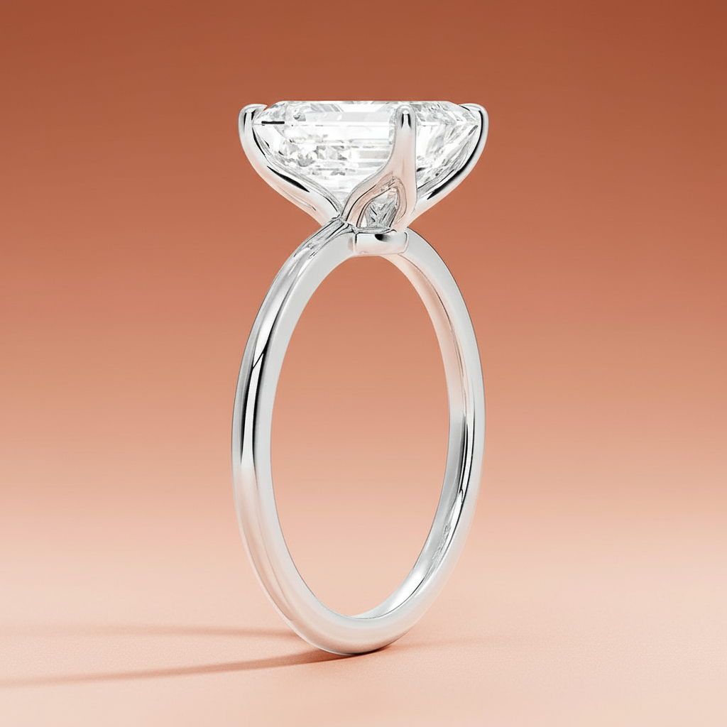 La Terra - Emerald Cut Moissanite Engagement Ring