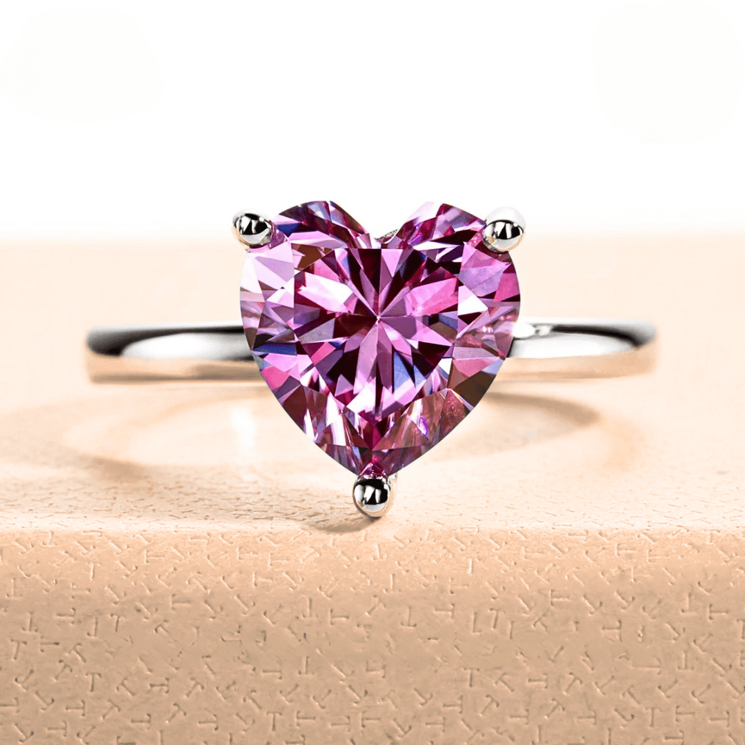 Blush Heart 3ct Pink Moissanite Ring