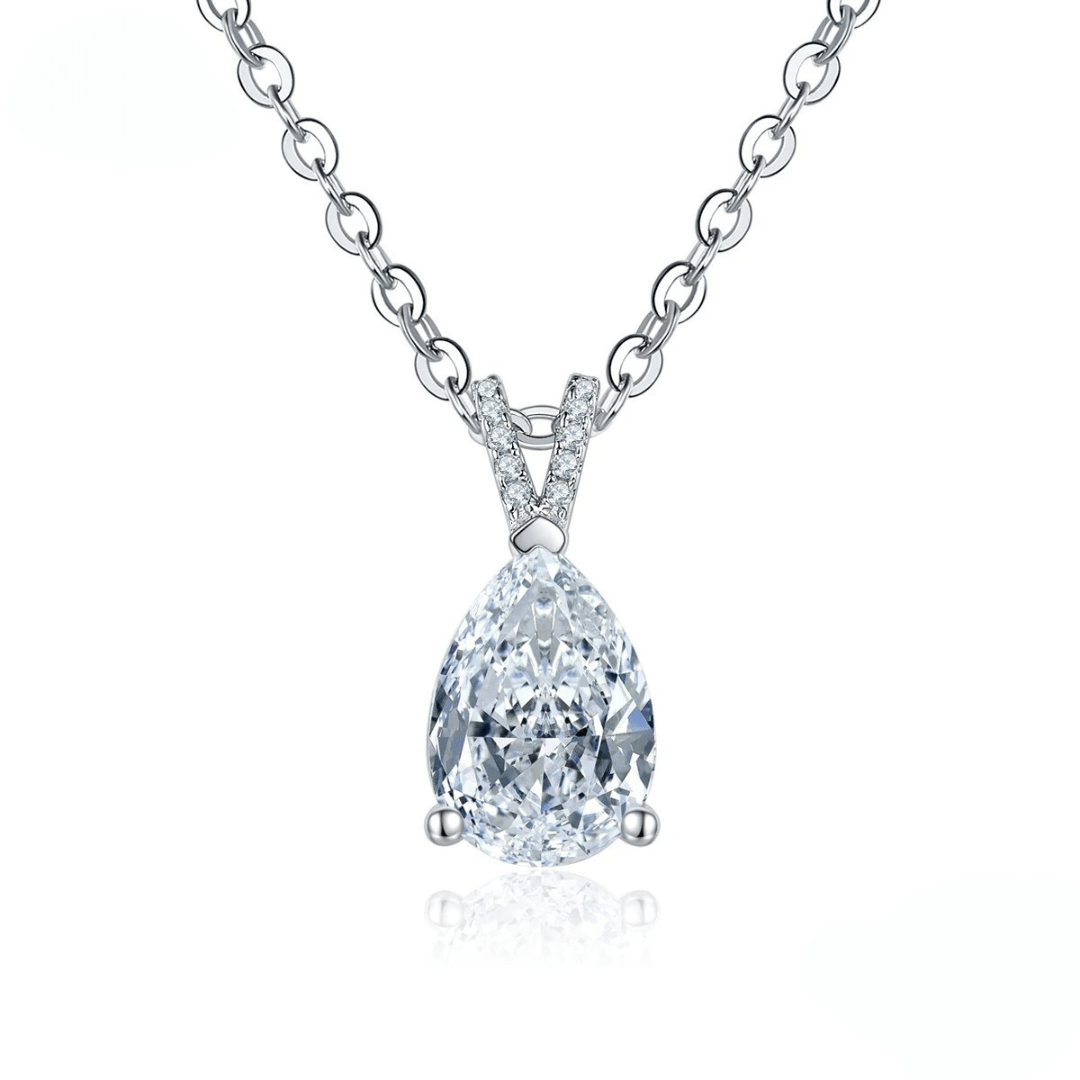 2.5ct Pear-Cut Moissanite Teardrop Pendant Necklace | Moissanite Jewelry