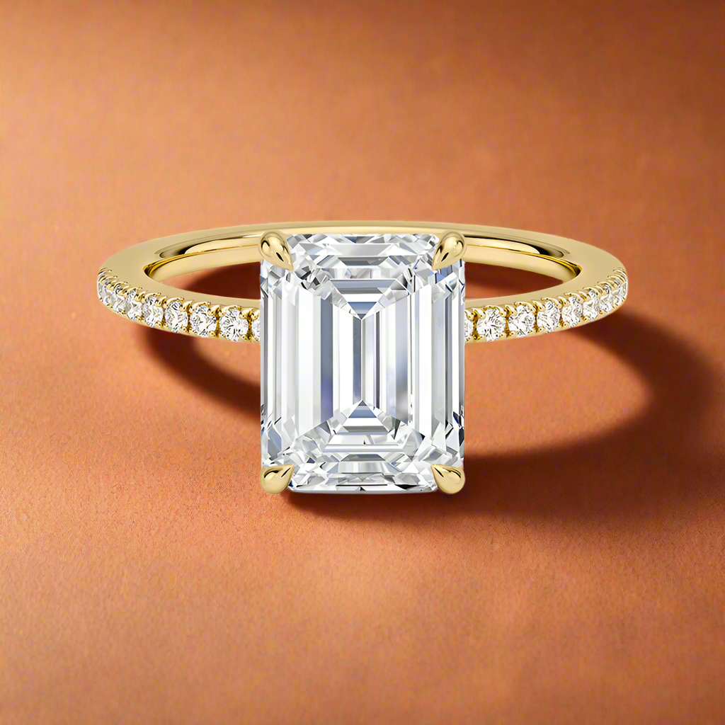 La Luna - Emerald Cut Moissanite Engagement Ring