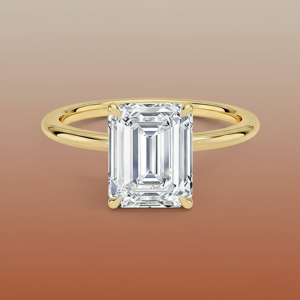 La Terra - Emerald Cut Moissanite Engagement Ring