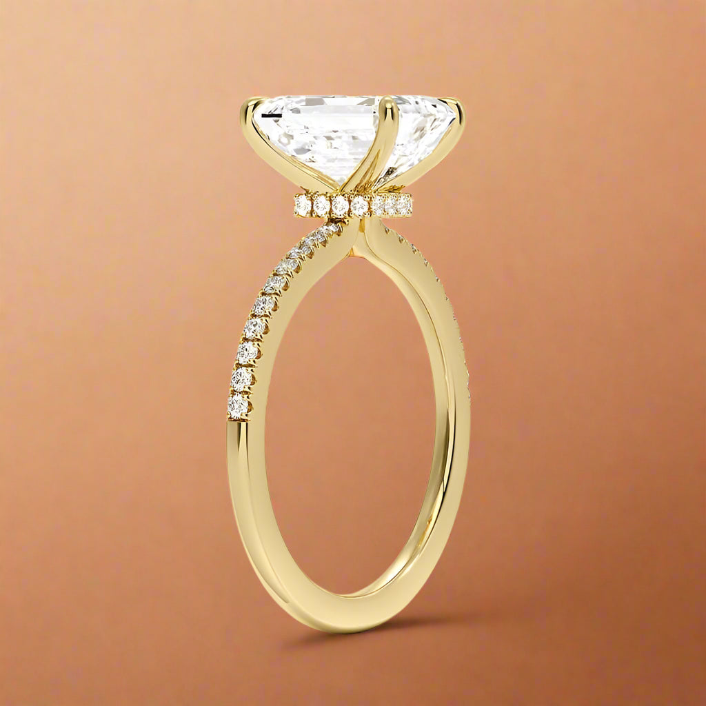 La Luna - Emerald Cut Moissanite Engagement Ring