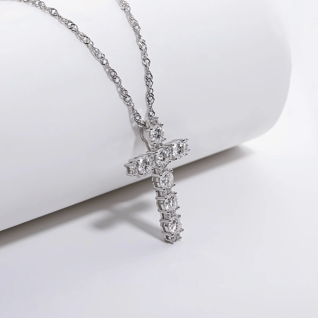 Eternal Light 2.1 TCW Round-Cut Moissanite Cross Pendant