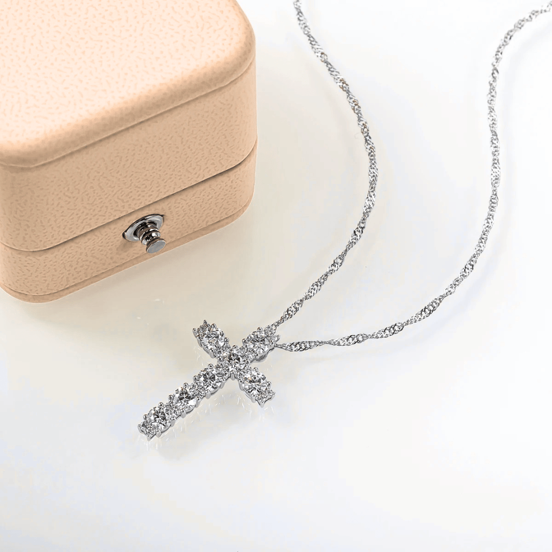 Eternal Light 2.1 TCW Round-Cut Moissanite Cross Pendant