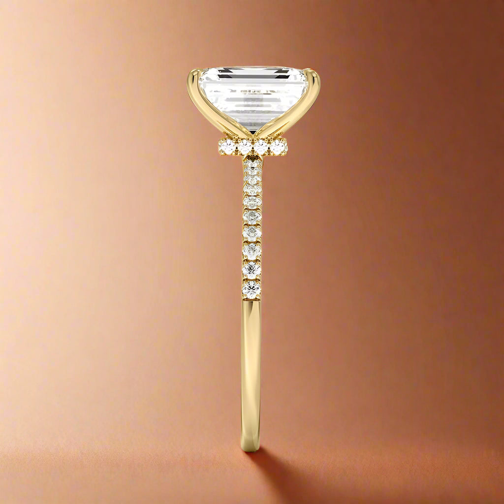La Luna - Emerald Cut Moissanite Engagement Ring