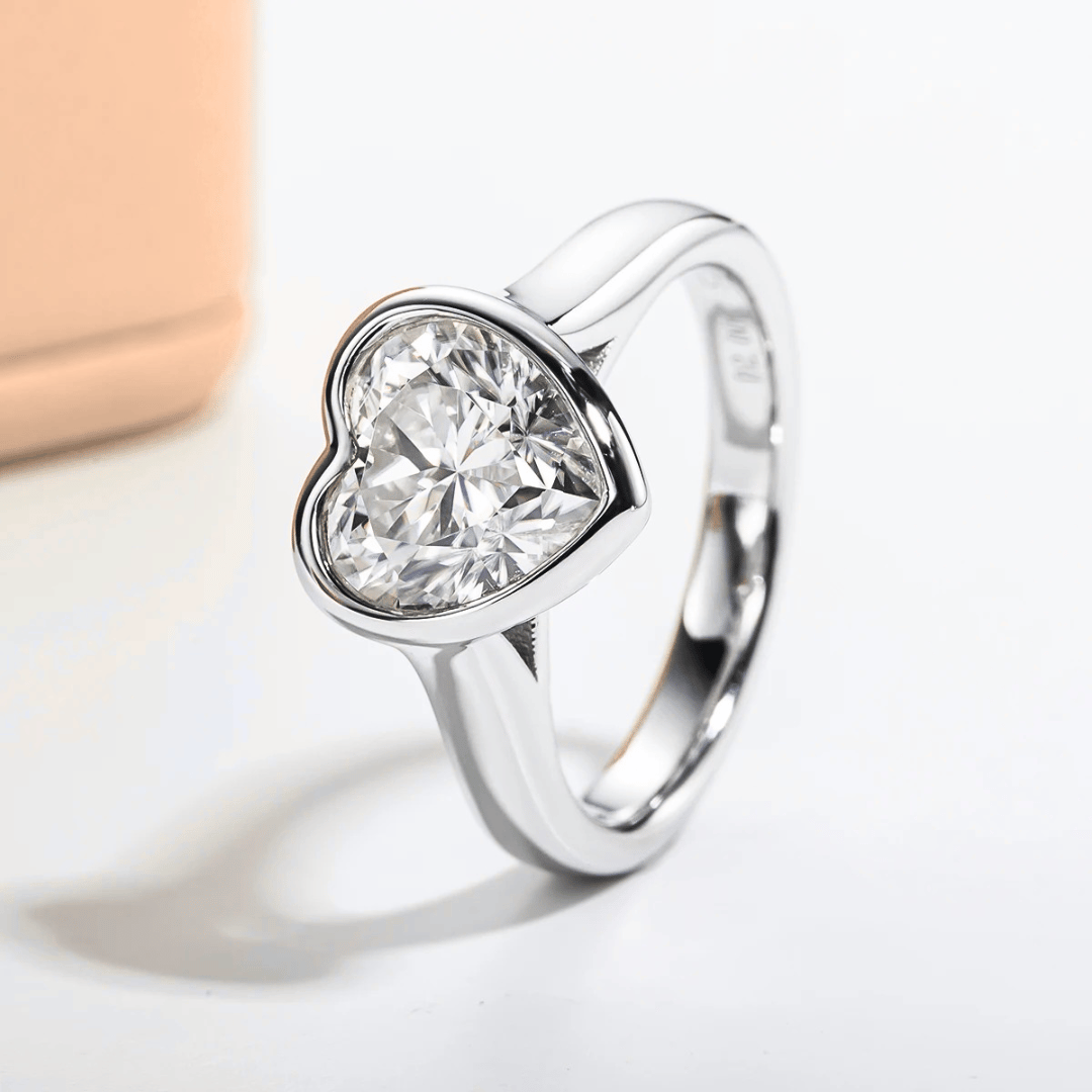 Eternal Heart 3ct Bezel-Set Moissanite Ring