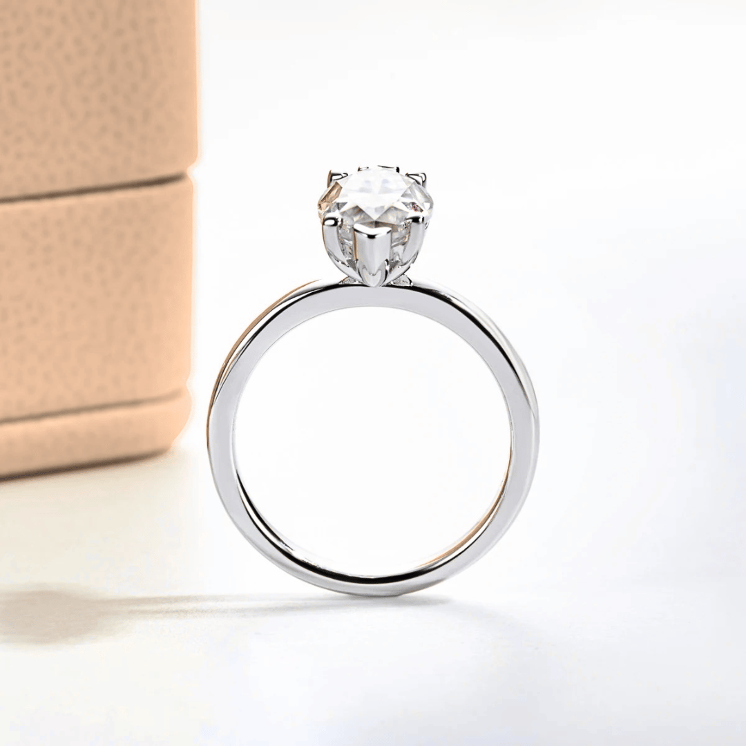 Marquise 3ct Moissanite Solitaire Ring with 18K White Gold Finish