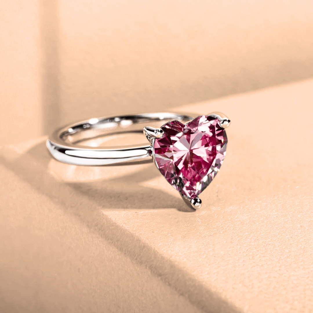 Blush Heart 3ct Pink Moissanite Ring