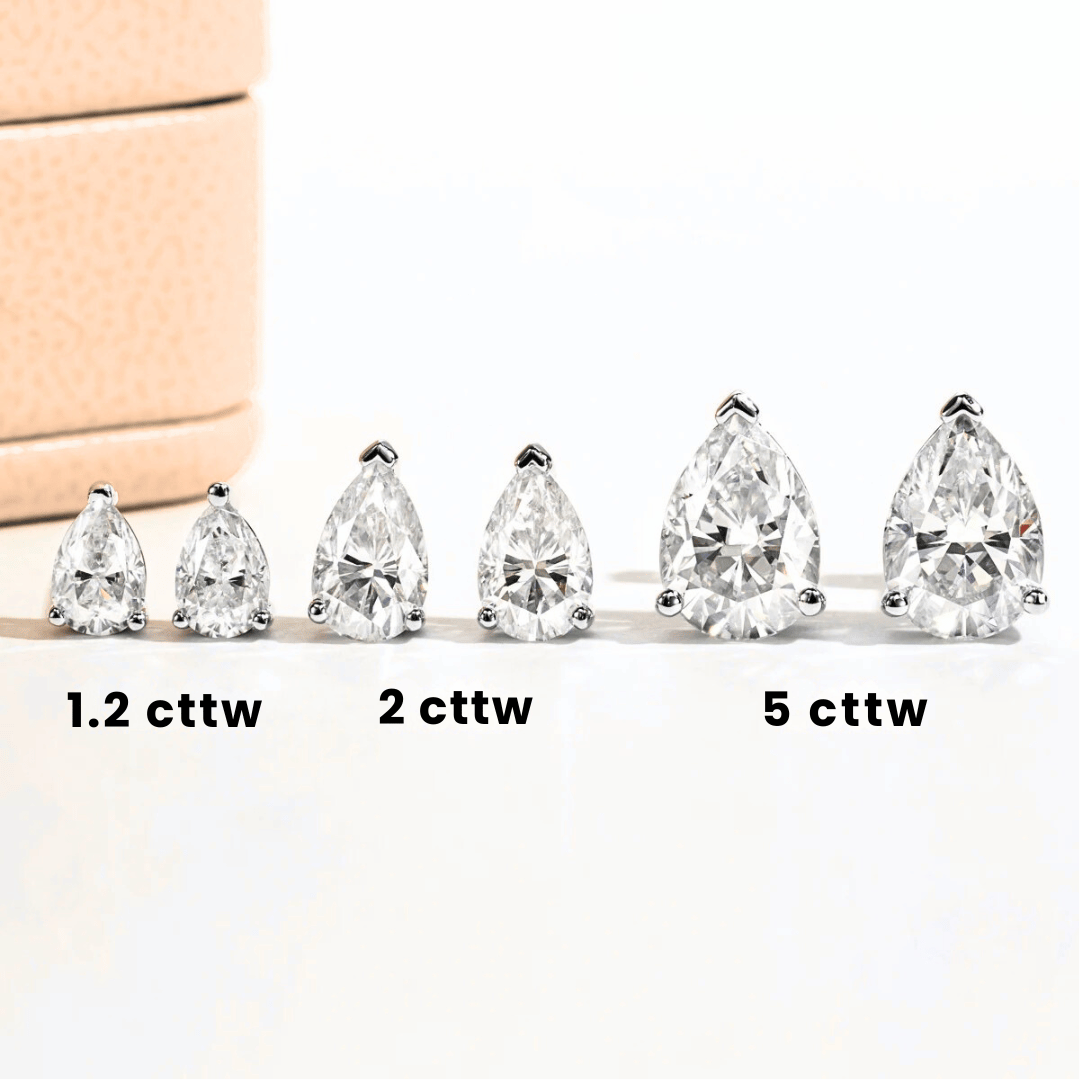 Pear-Cut Moissanite Stud Earrings | D-Colourless VVS1 with 10K Gold Hypoallergenic Posts