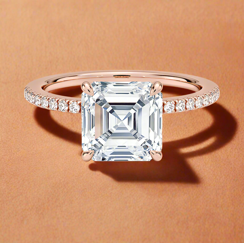 La Luna - Asscher Cut Moissanite Engagement Ring