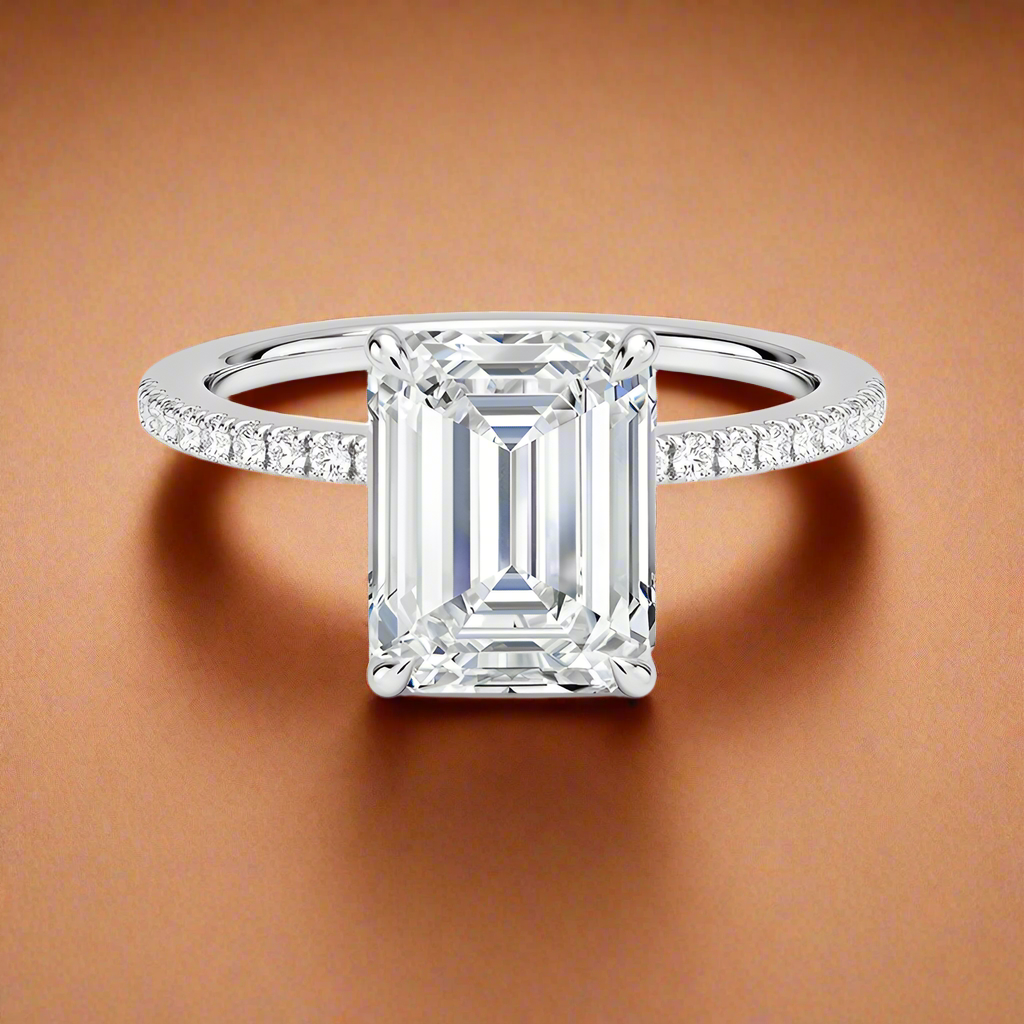 La Luna - Emerald Cut Moissanite Engagement Ring