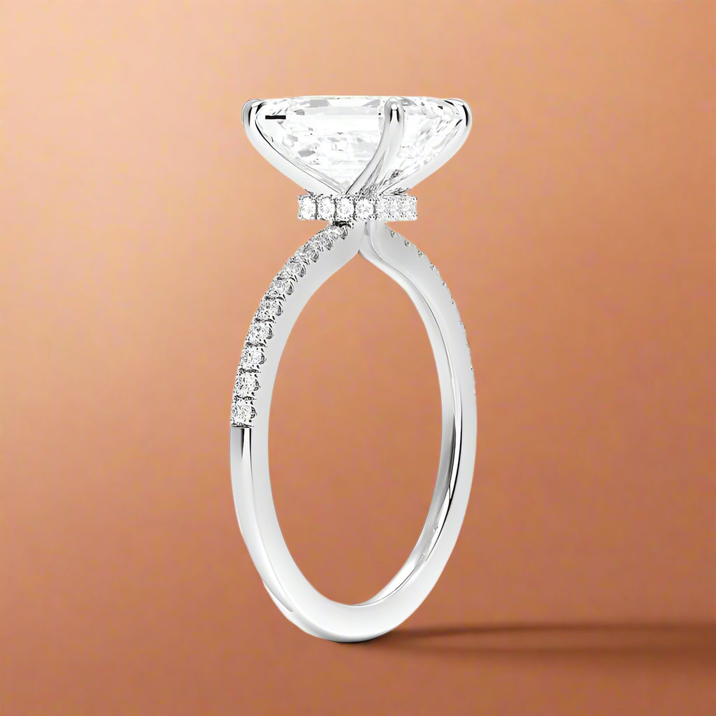 La Luna - Emerald Cut Moissanite Engagement Ring