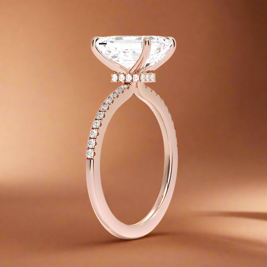 La Luna - Emerald Cut Moissanite Engagement Ring