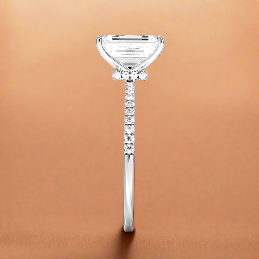 La Luna - Emerald Cut Moissanite Engagement Ring