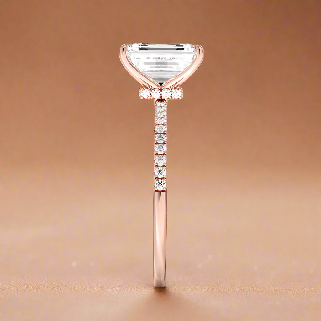 La Luna - Emerald Cut Moissanite Engagement Ring