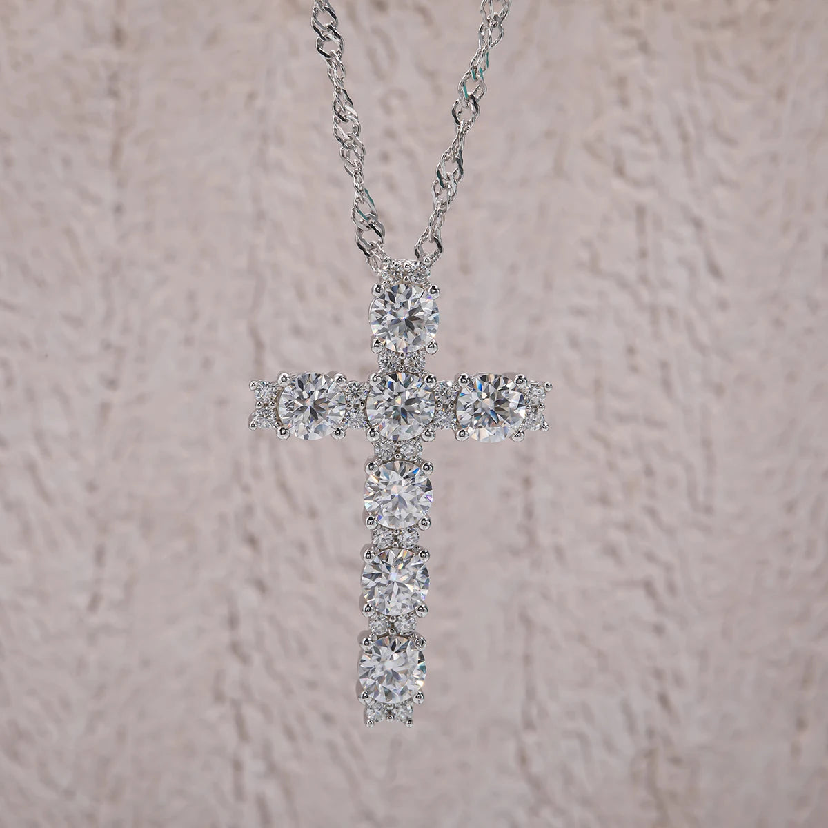 Eternal Light 2.1 TCW Round-Cut Moissanite Cross Pendant