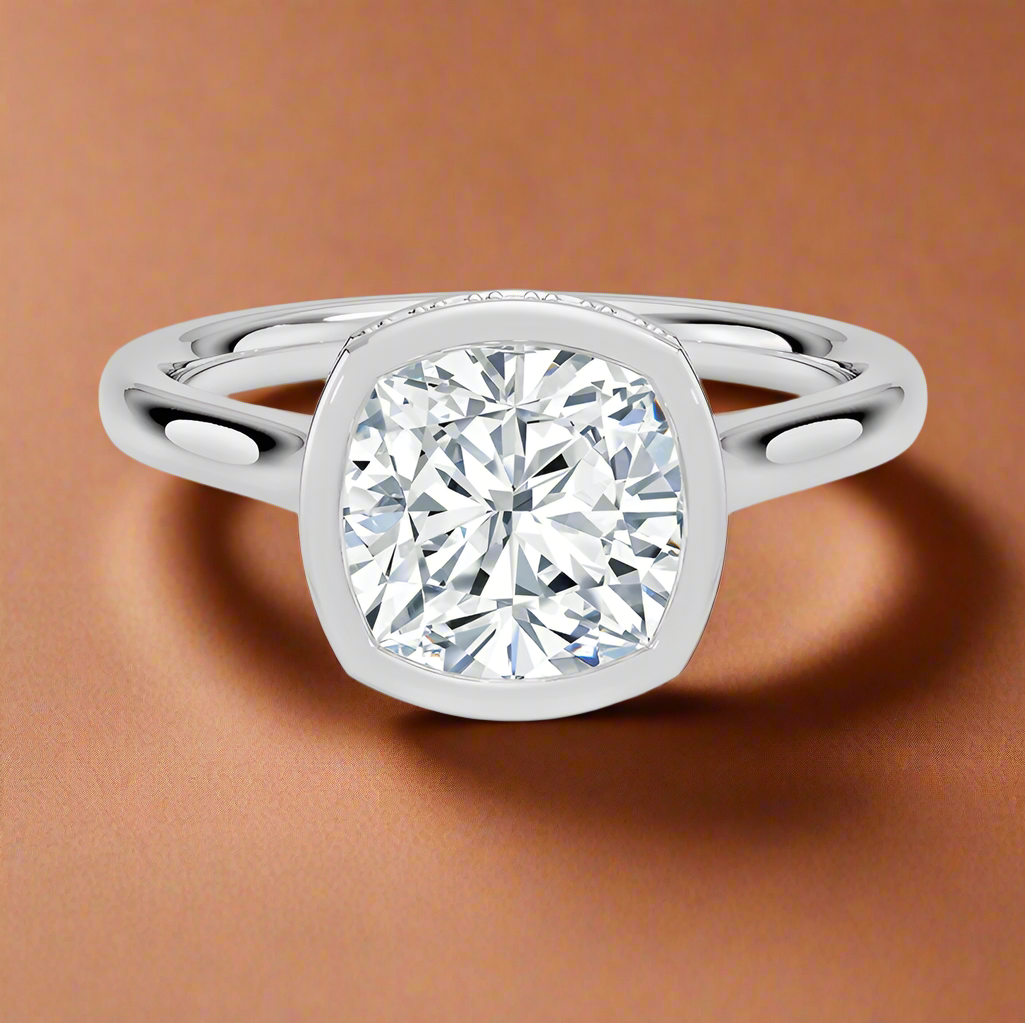 Abbraccio Hidden Halo - Cushion Cut Engagement Ring