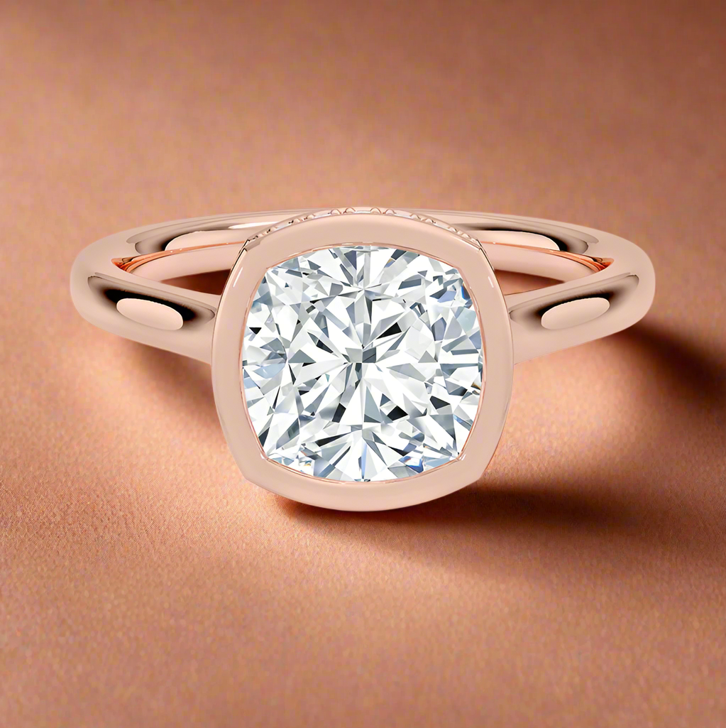 Abbraccio Hidden Halo - Cushion Cut Engagement Ring