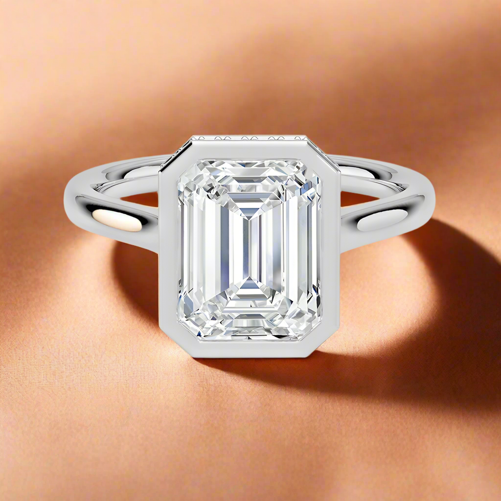 Abbraccio Hidden Halo - Emerald Cut Engagement Ring