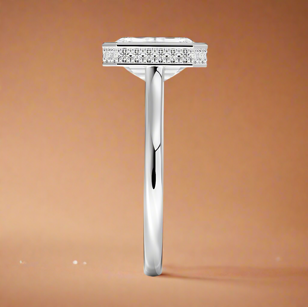 Abbraccio Hidden Halo - Emerald Cut Engagement Ring