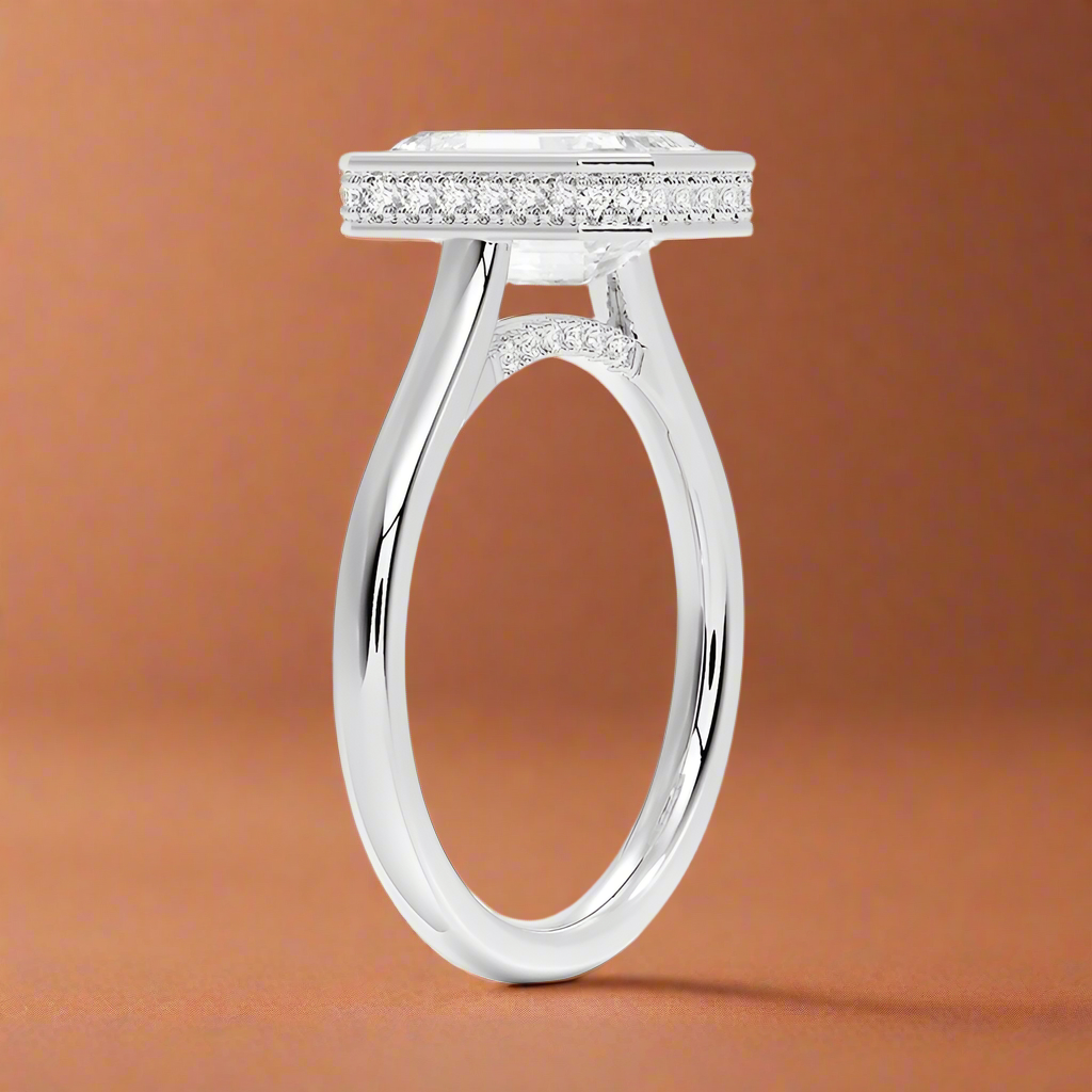 Abbraccio Hidden Halo - Emerald Cut Engagement Ring