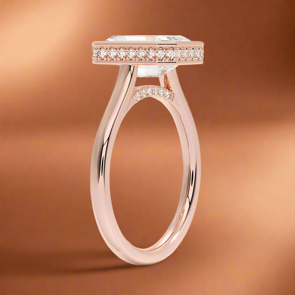 Abbraccio Hidden Halo - Emerald Cut Engagement Ring