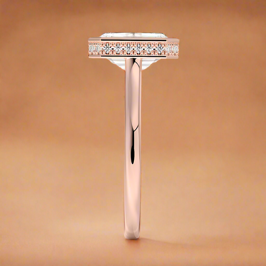 Abbraccio Hidden Halo - Emerald Cut Engagement Ring