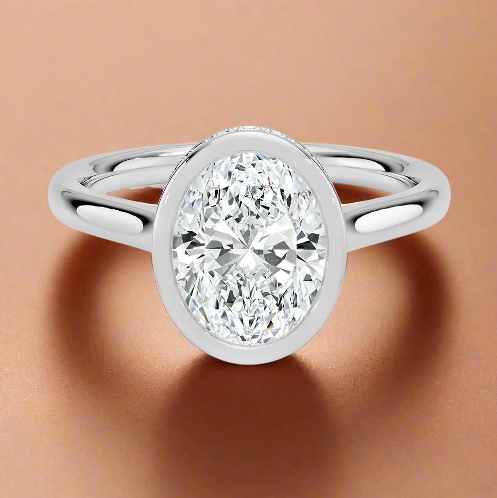 Abbraccio Hidden Halo - Oval Cut Engagement Ring