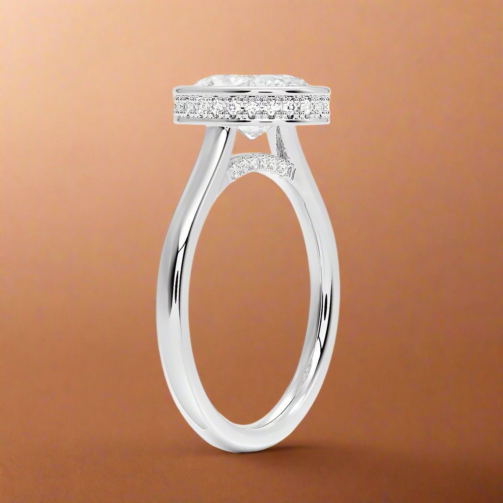 Abbraccio Hidden Halo - Oval Cut Engagement Ring