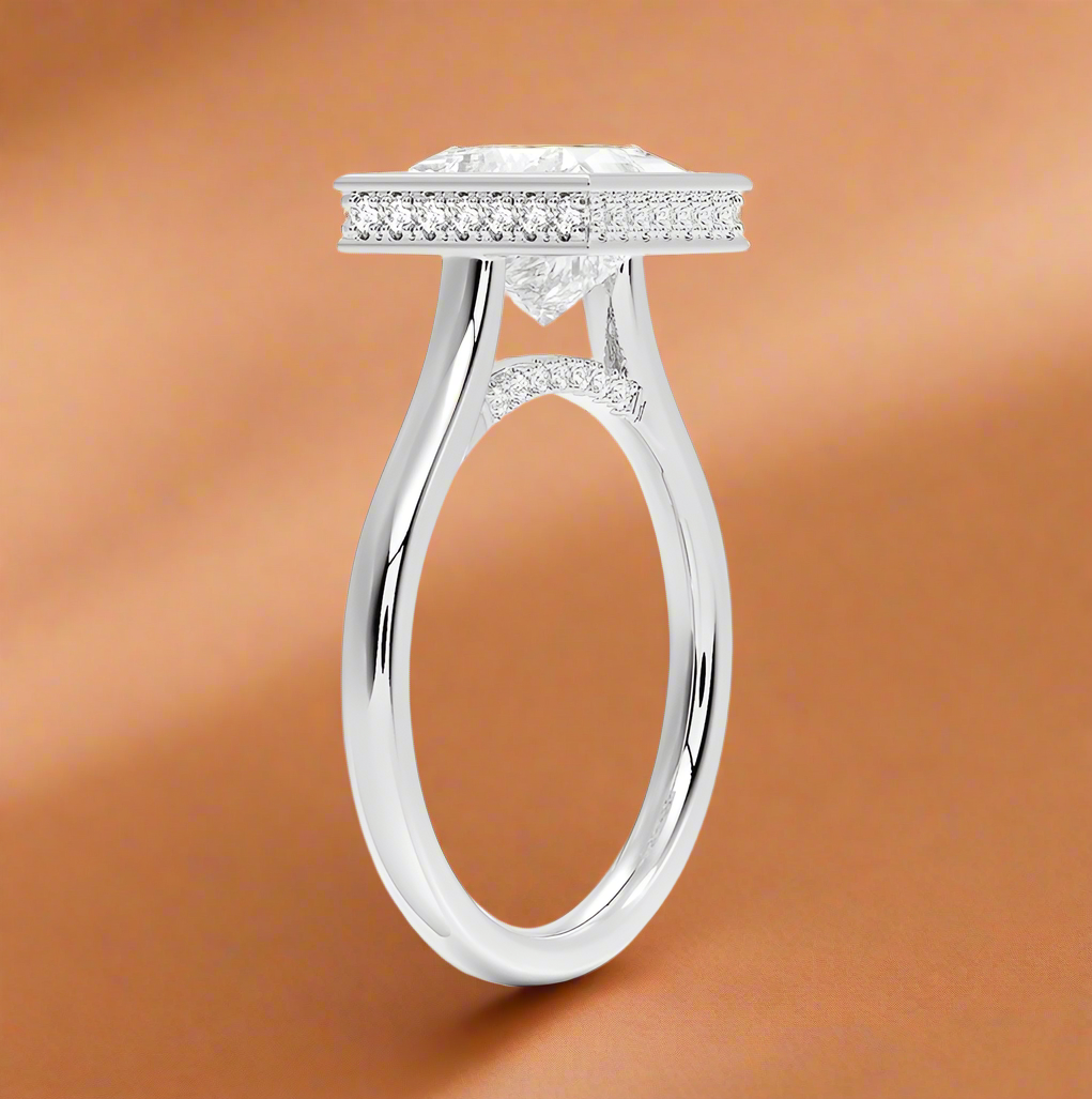 Abbraccio Hidden Halo - Princess Cut Engagement Ring