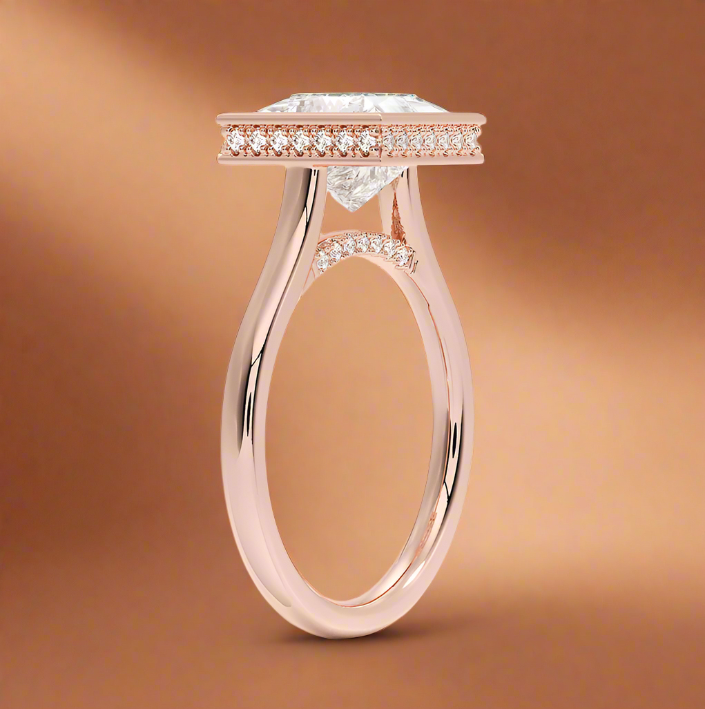 Abbraccio Hidden Halo - Princess Cut Engagement Ring