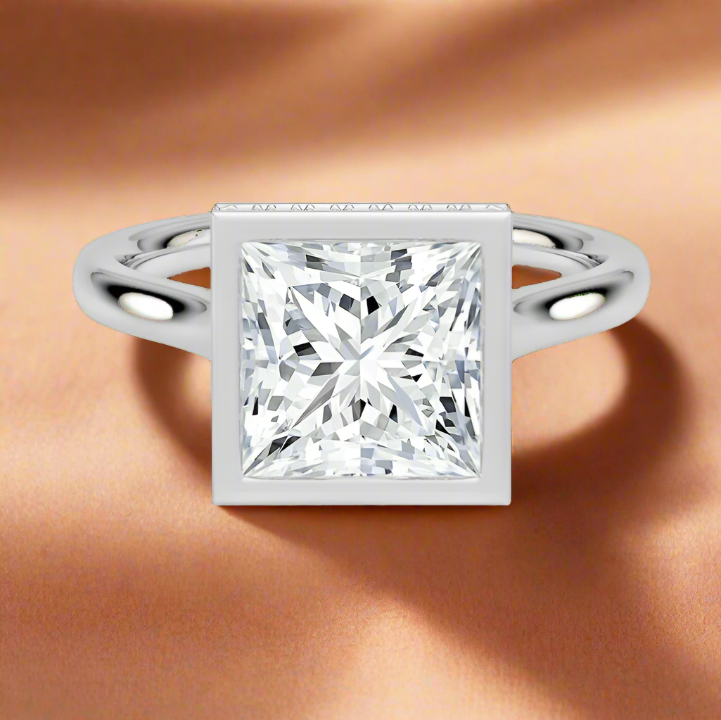 Abbraccio Hidden Halo - Princess Cut Engagement Ring