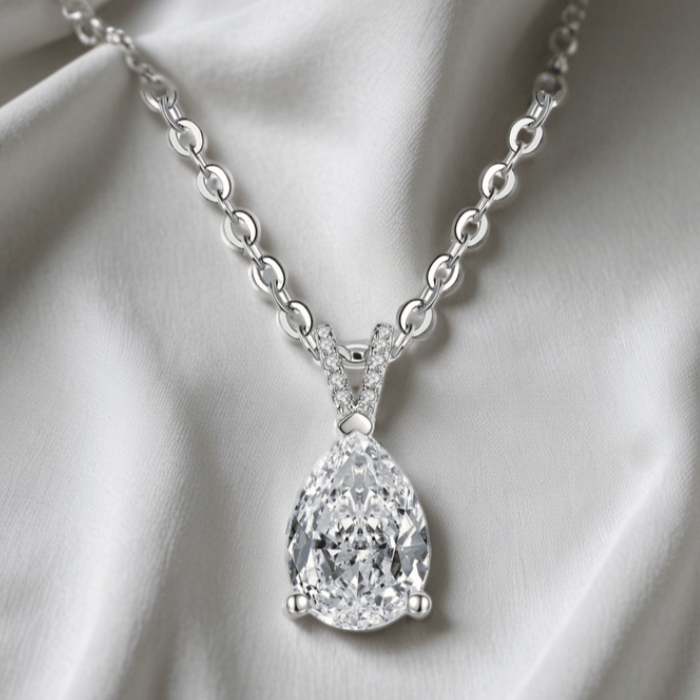 2.5ct Pear-Cut Moissanite Teardrop Pendant Necklace | Moissanite Jewelry