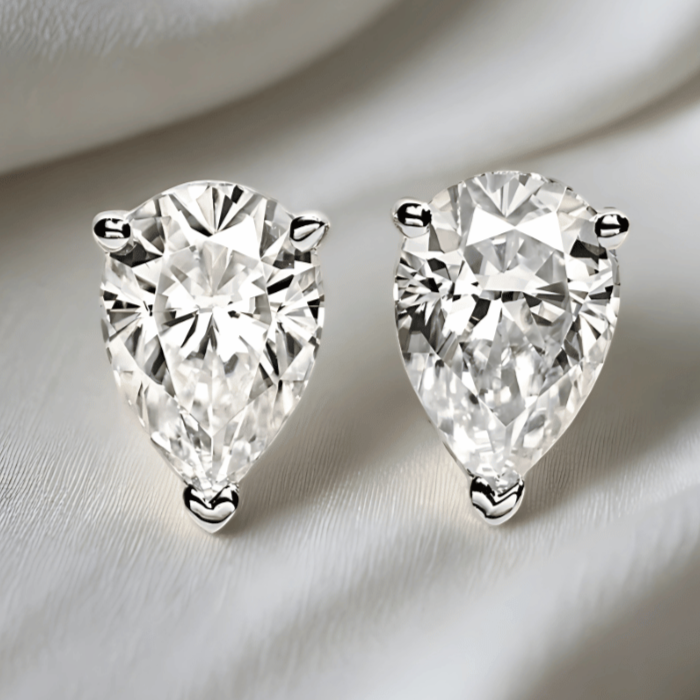 Pear-Cut Moissanite Stud Earrings | D-Colourless VVS1 with 10K Gold Hypoallergenic Posts