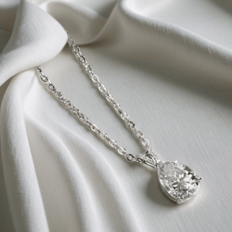 2.5ct Pear-Cut Moissanite Teardrop Pendant Necklace | Moissanite Jewelry