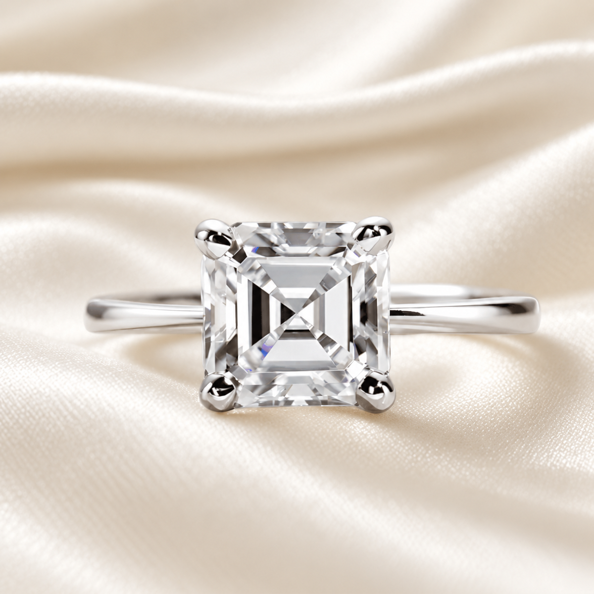 Asscher-Cut 3ct D-Colourless VVS1 Moissanite Engagement Ring - Luxury Diamond Alternative