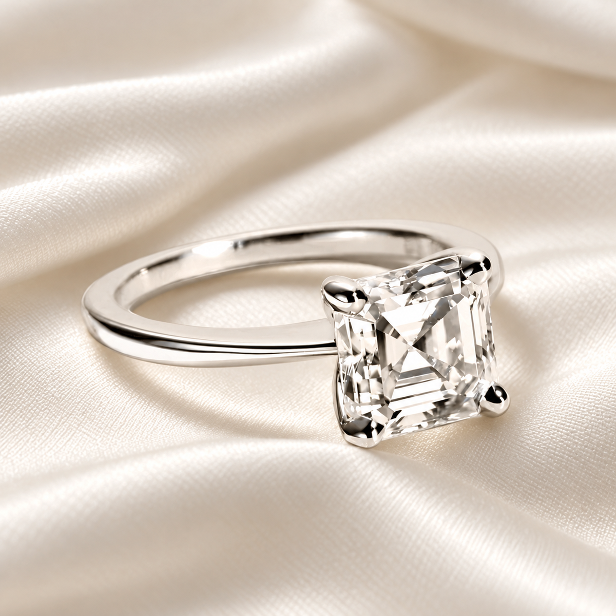 Asscher-Cut 3ct D-Colourless VVS1 Moissanite Engagement Ring - Luxury Diamond Alternative