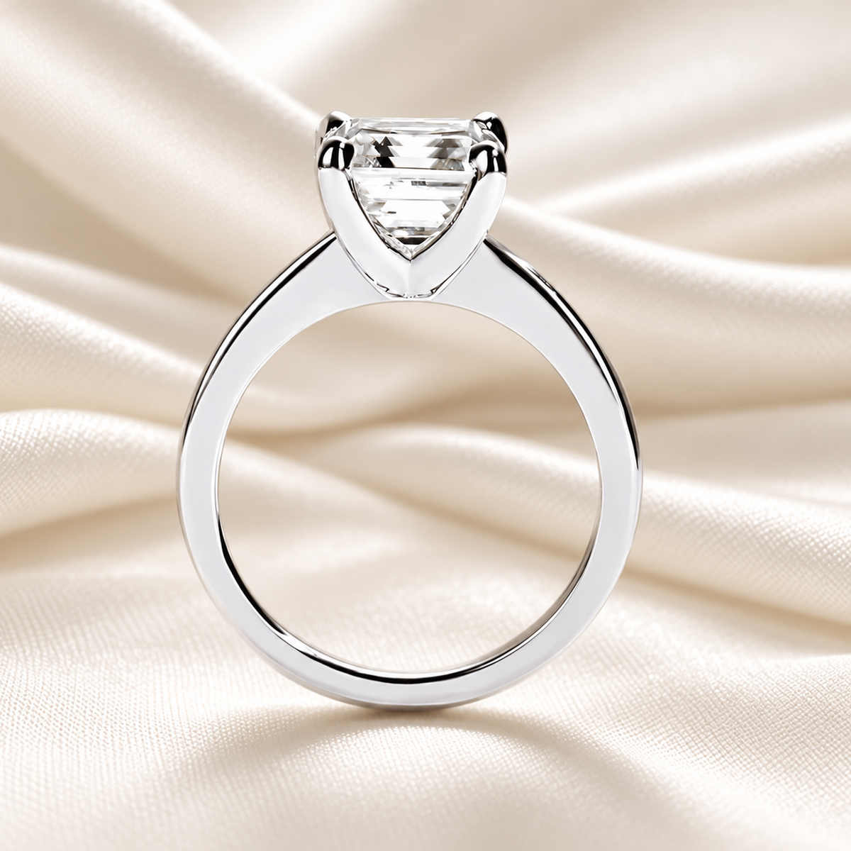 Asscher-Cut 3ct D-Colourless VVS1 Moissanite Engagement Ring - Luxury Diamond Alternative