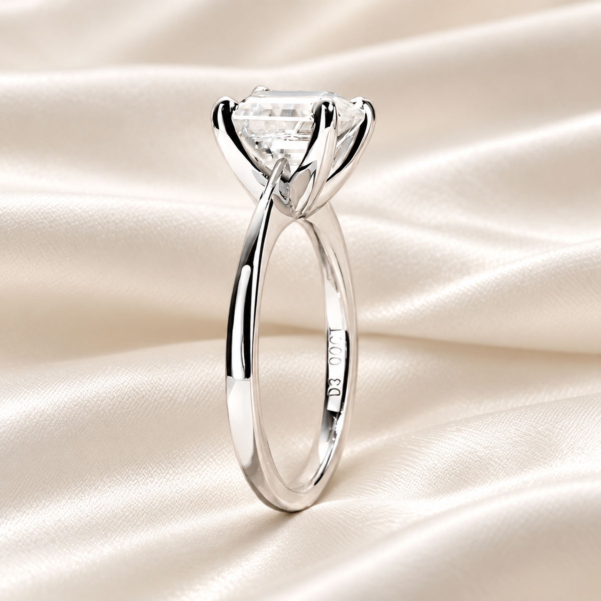 Asscher-Cut 3ct D-Colourless VVS1 Moissanite Engagement Ring - Luxury Diamond Alternative
