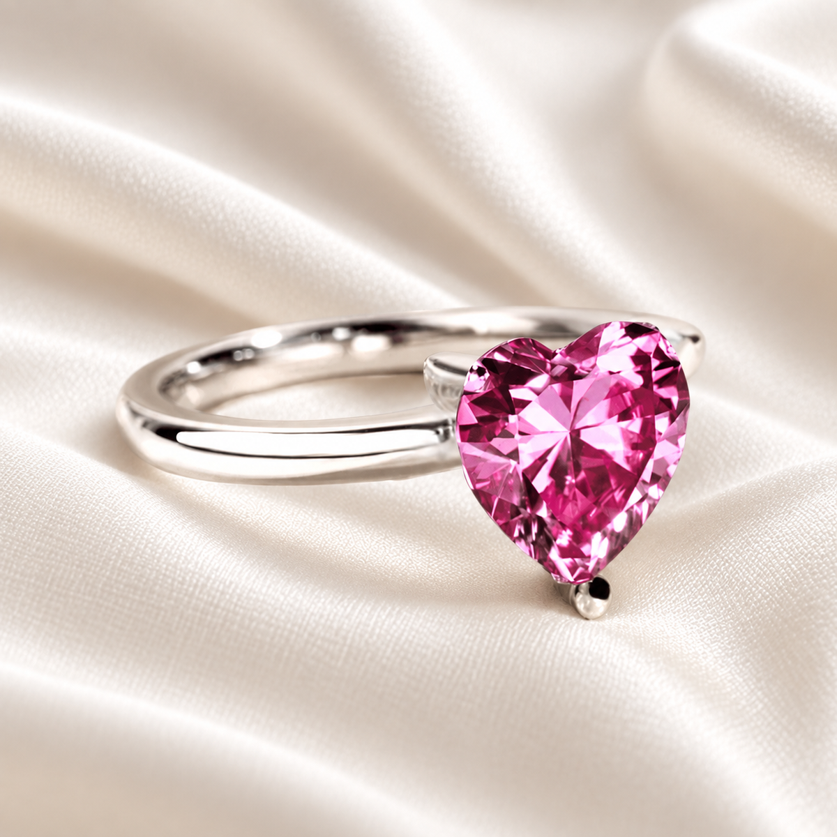 Blush Heart 3ct Pink Moissanite Ring
