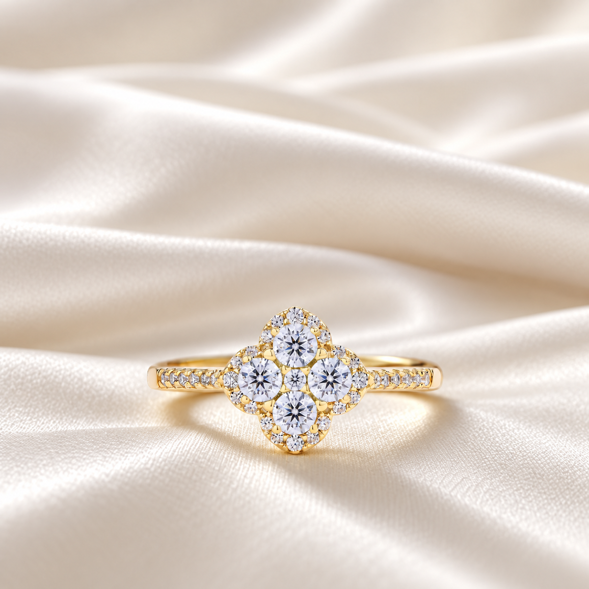 Moissanite Clover Ring - The Fourfold Promise